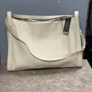 Vince Camuto Ivory Pebbled Leather Shoulder Tote
